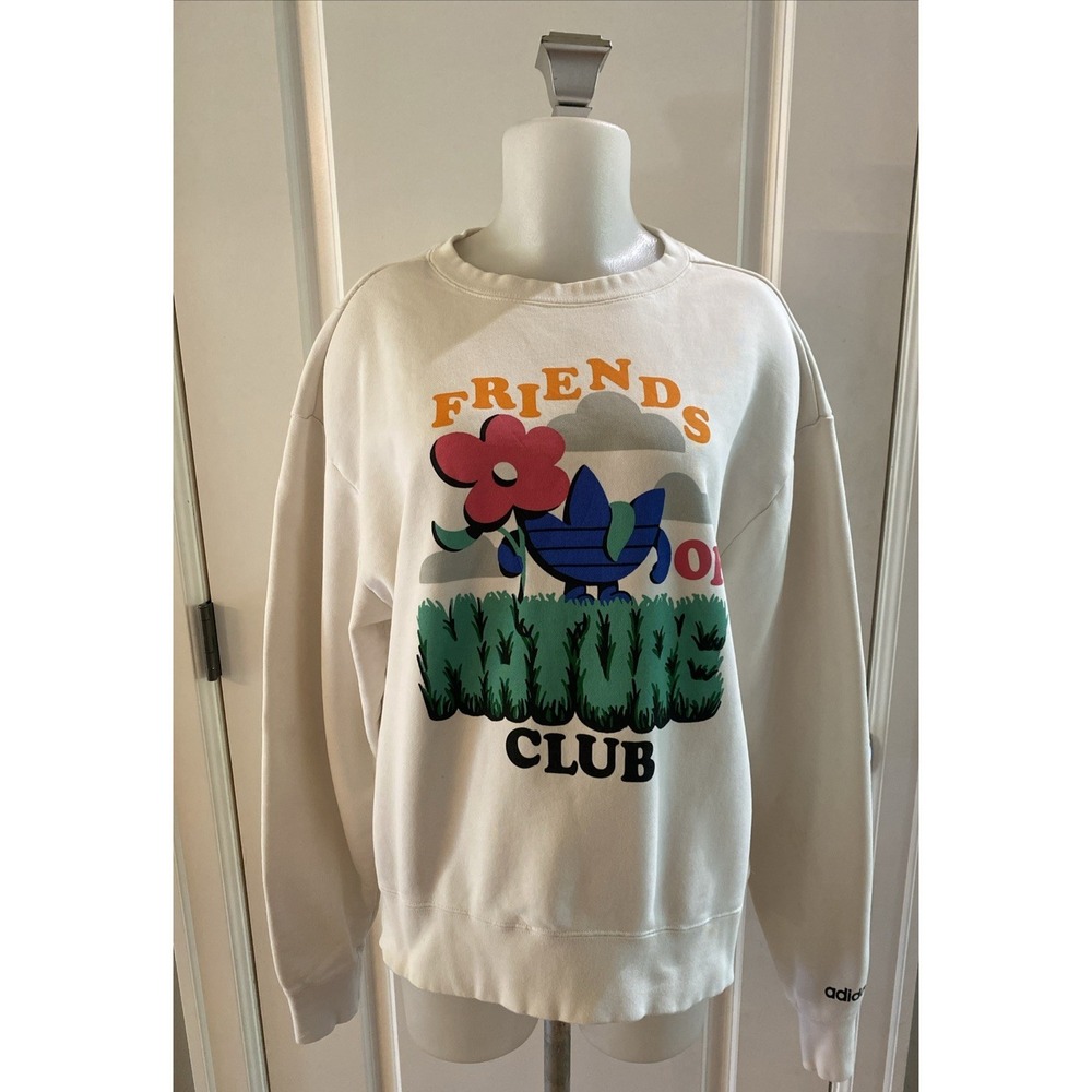 Adidas Friends of Nature Club Graphic Pullover Organic Cotton Sweatshirt  Size M